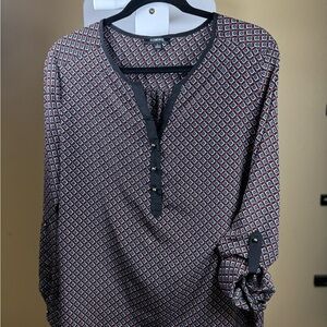 Elementz Geometric Print Blouse - Black and Red